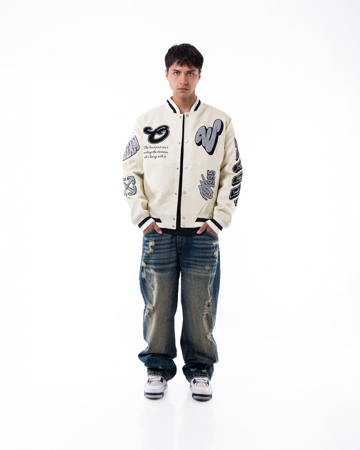 chaqueta eco cuero blanca