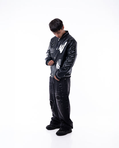Chaqueta eco cuero negra