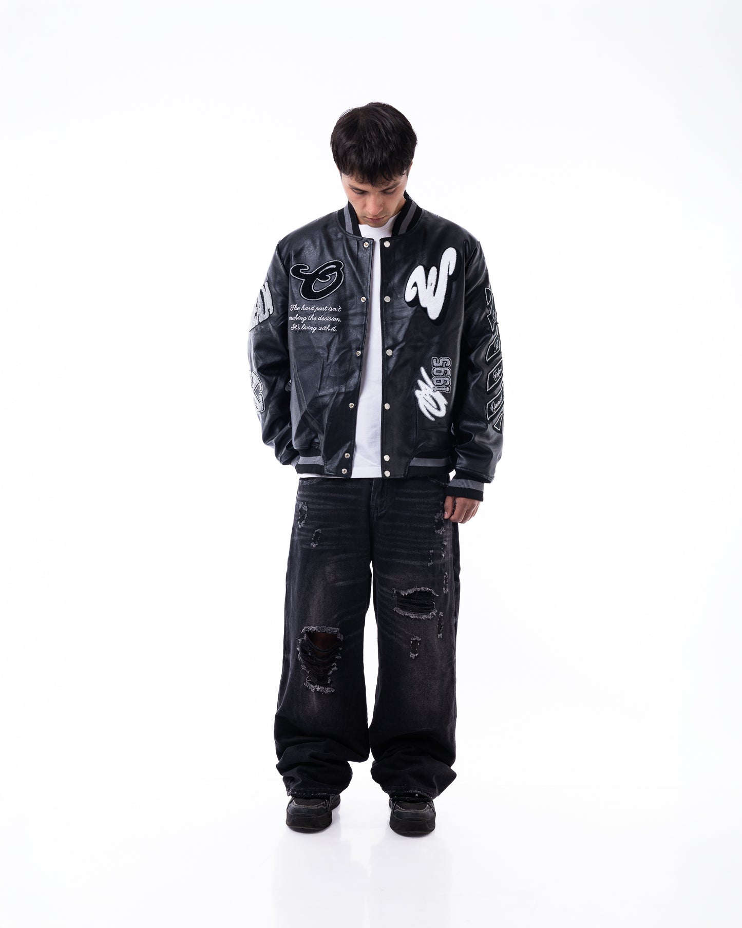 chaqueta eco cuero negra