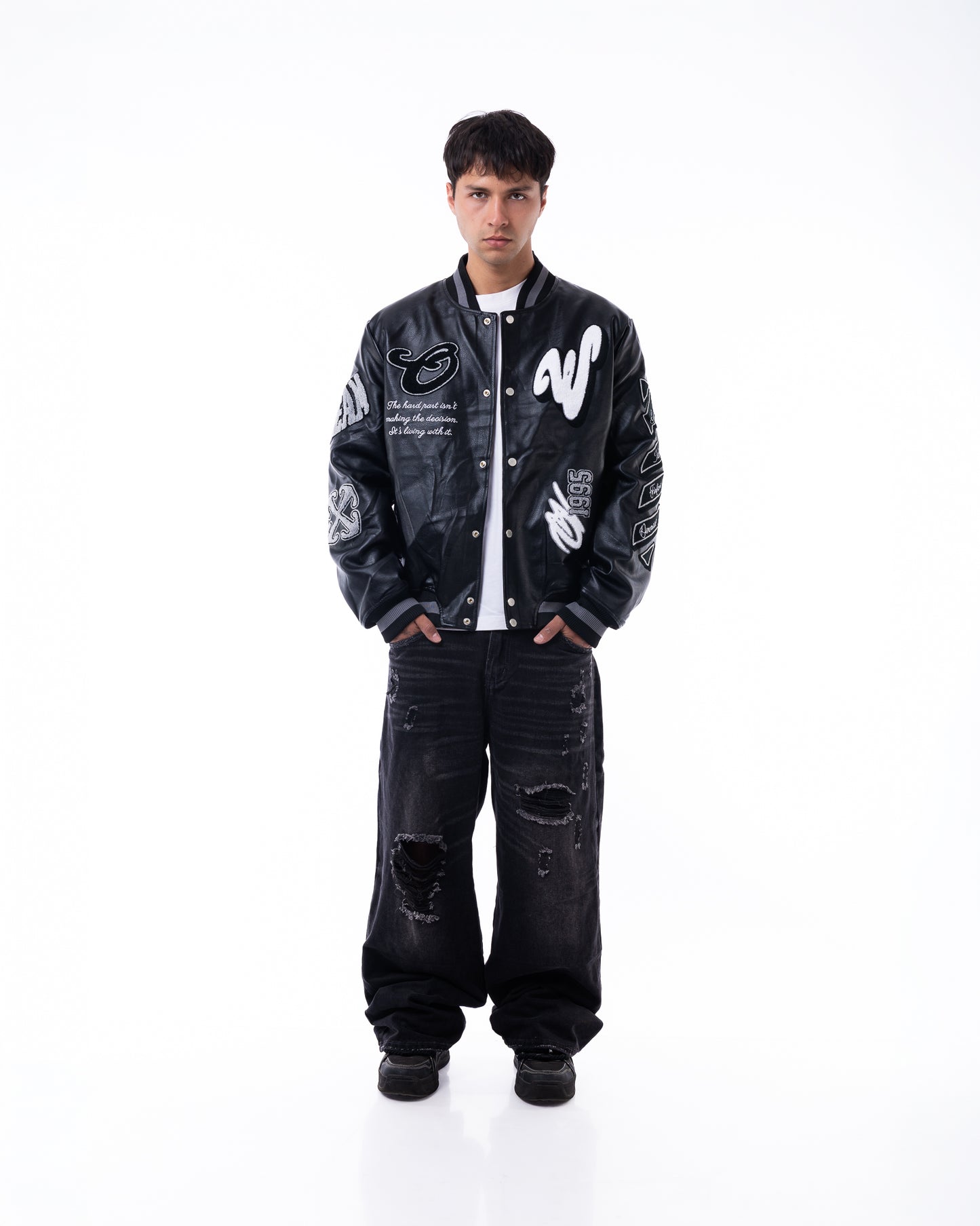 chaqueta eco cuero negra
